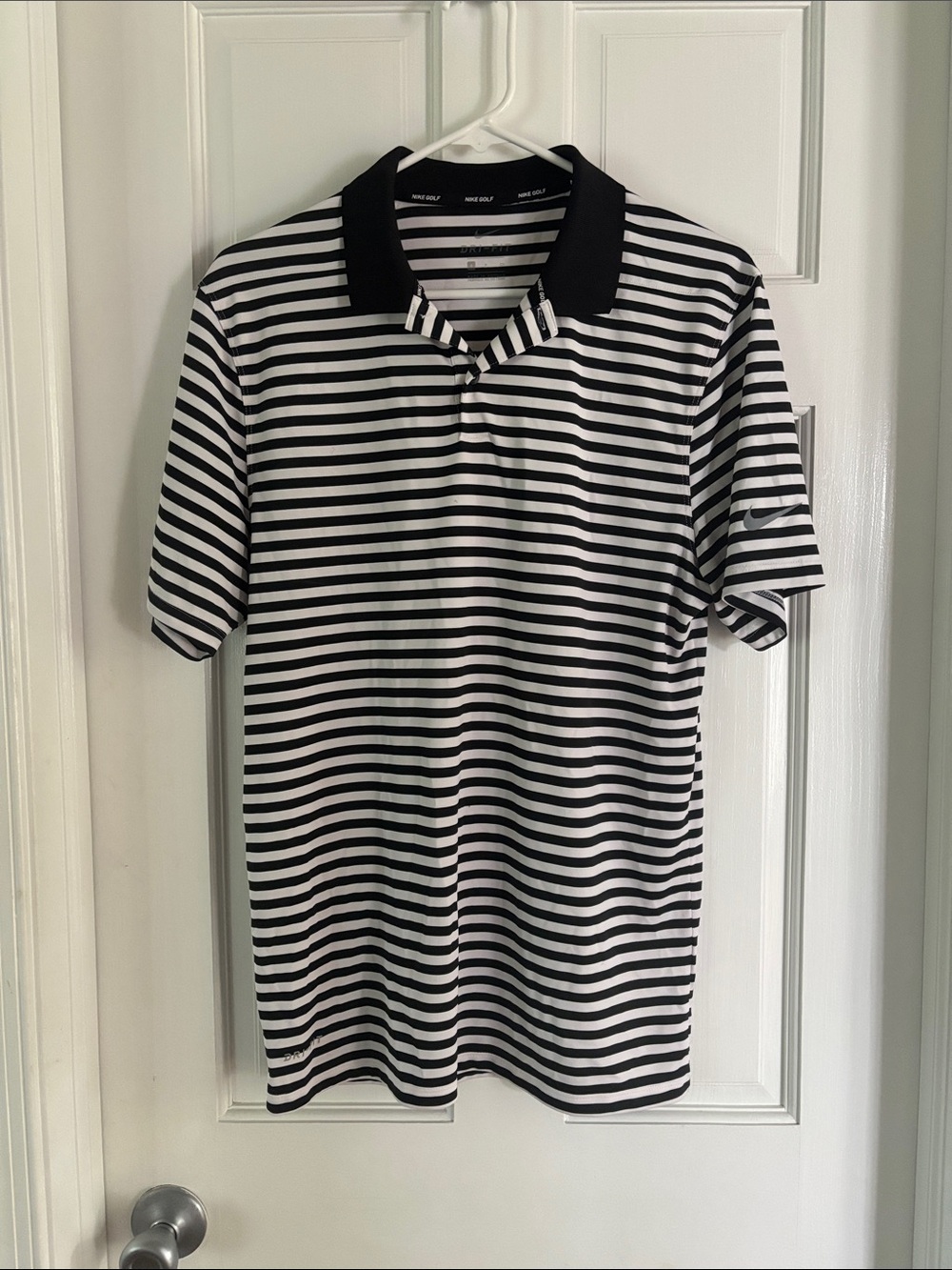 Nike Black & White Striped Polo